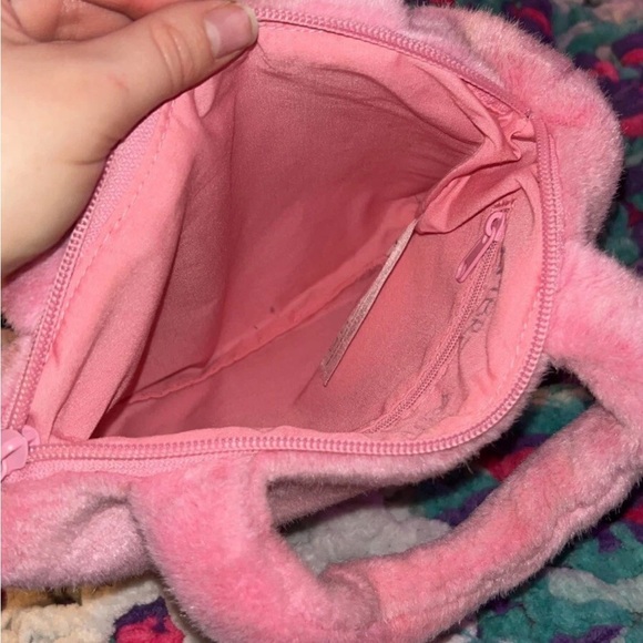 Hello Kitty Sanrio Pink Heart Faux Fur Plush Bag Purse - Picture 7 of 10